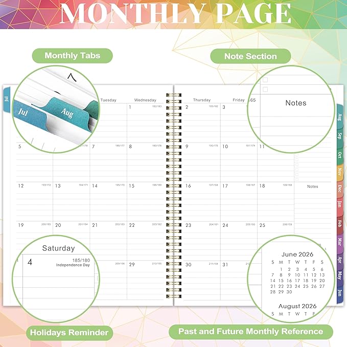 Planner 2026-2027 - Academic Planner 2026-2027 Weekly and Monthly from July 2026 to June 2027, 9" x 11" with Inner Pocket, Colorful Coated Tabs