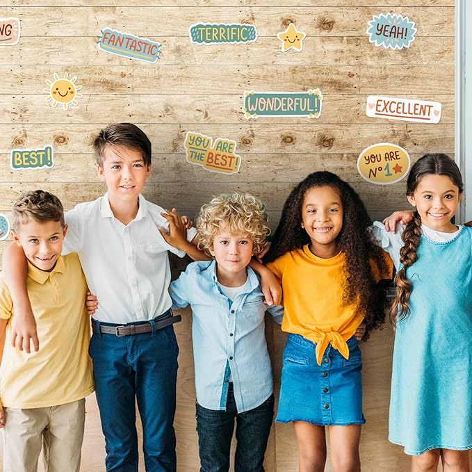 Mindsoft Bulletin Board Paper 48'' x 107'' Class Boards for Classroom Bulletin Boards Everyone is Welcome Classroom Board Decor Pillows Curtains Crafts(Rustic Wood,4 Pcs)