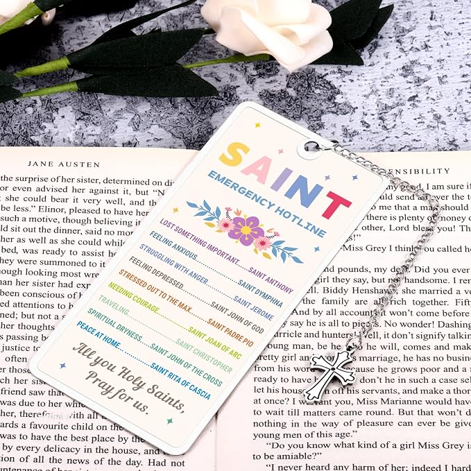 First Communion Gifts for Girls Saint Emergency Hotline Bookmark for Women Her Christian Baptism Confirmation Gifts for Teen Girls Bible Accessories Bible Study Religious Catholic Bookmark for Women
