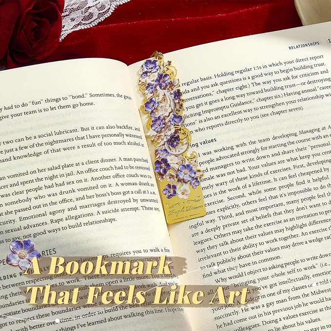 4 PCS Floral Metal Bookmark, Courtly Style Book Marks for Reading Women, Teachers, Unique Book Lovers Gift