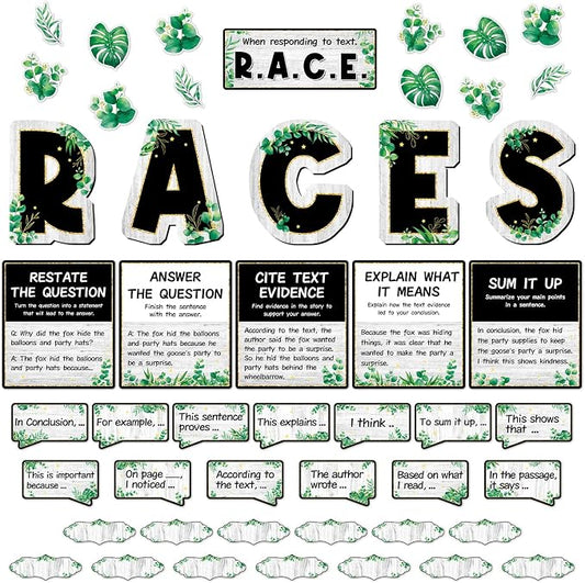 Races Writing Strategy Bulletin Board Decorations Writing Process Poster for Classroom Eucalyptus Races Sentence Strips Cutouts for ELA Classroom Teaching Supplies