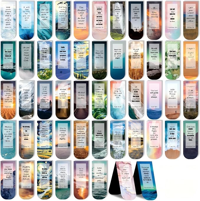 52 Pcs Christian Bookmarks Bible Verse Bookmarks Magnetic Bookmarks for Women Men Book Lovers Page Markers for Teachers Students Reading School Office Home