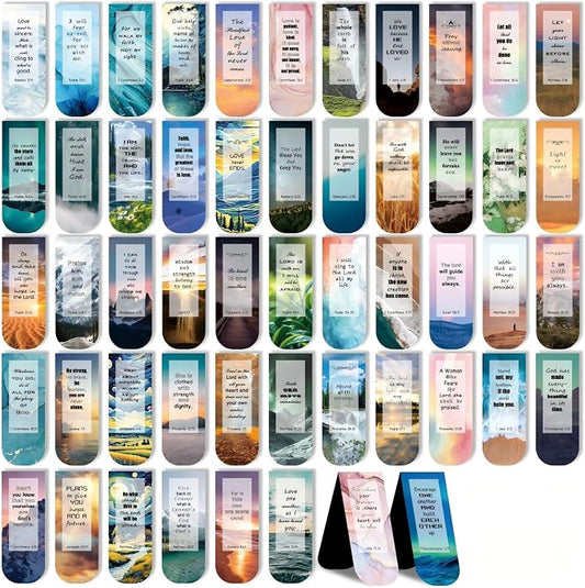 52 Pcs Christian Bookmarks Bible Verse Bookmarks Magnetic Bookmarks for Women Men Book Lovers Page Markers for Teachers Students Reading School Office Home