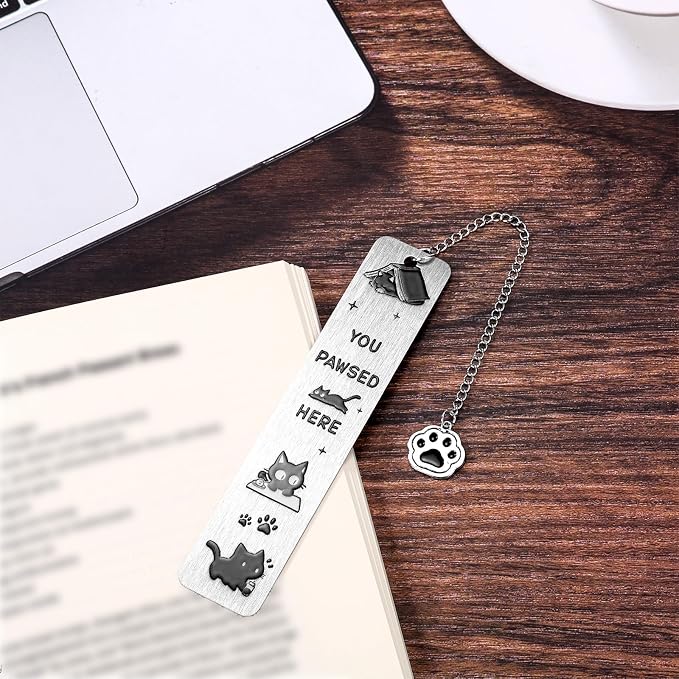 Cat Bookmark, Zinc Alloy Cute Black Cat Bookmark Funny Aesthetics Reading Accessories for Reading Women Men Student Book Enthusiasts Gift (Style 1)