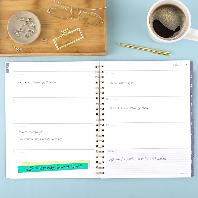 Cambridge Planner 2026-2027 Weekly & Monthly Academic 12-Month July-June, 8-1/2" x 11", Tea Rose (1796-905A)