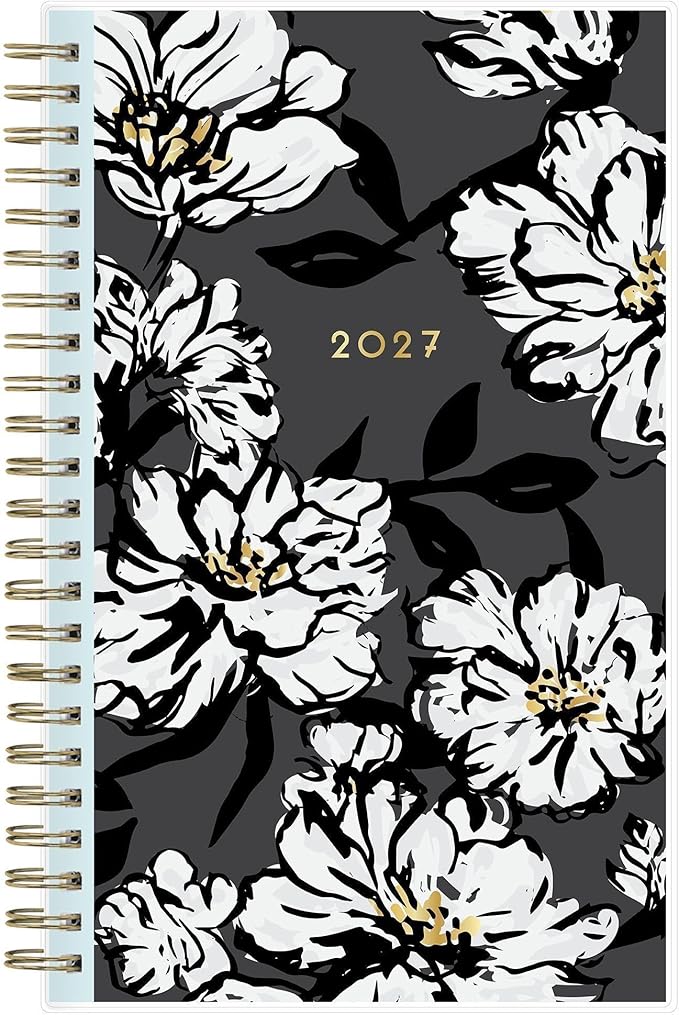 Blue Sky 2027 Weekly and Monthly Planner Calendar, January 2027 - December 2027, 5" x 8", Clear Pocket Cover, Laminated Tabs, Durable Twin Wire Binding, Baccara Dark