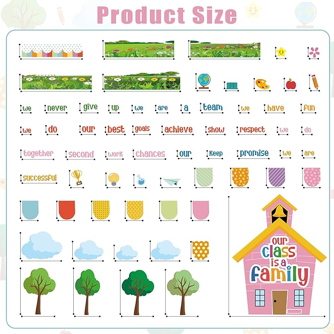 Our Class is A Family Motivational Bulletin Board Set – Colorful Positive Affirmation Classroom Decor – Inspirational Quote Paper Cutouts for Back to School, Nursery, Chalkboard & Wall Supplies