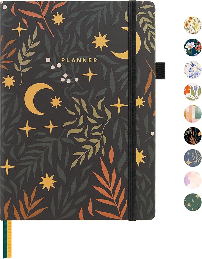 And Per Se Undated Weekly Planner 2026, A5 size Leather Hardcover Planner with Goals & Habit Tracker – ADHD Planner & Productivity Journal (Lunar Leaf)