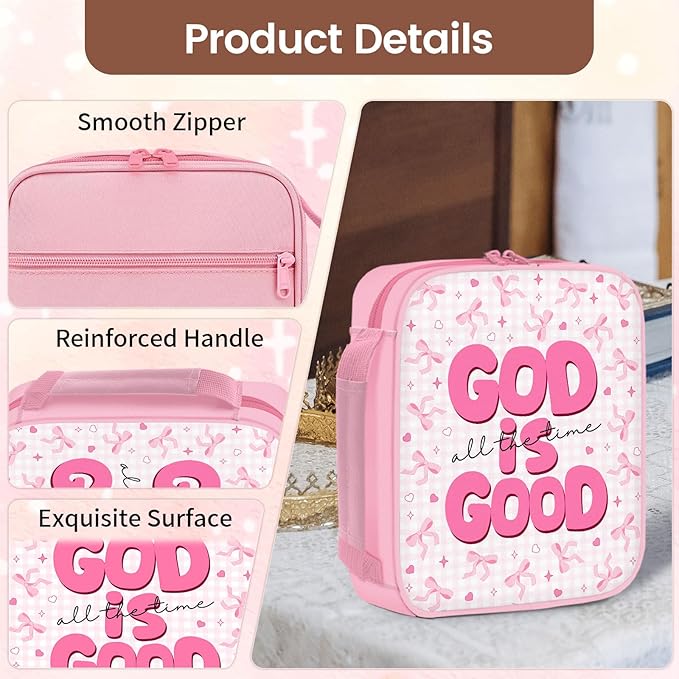 Bible Cover Case for Women - Gifts for Christian Women, Religious Birthday Gifts, Pink Bow Bible Verse Gift, Catholic Spiritual Inspirational Gift, Bibles Carrying Book Cases for Woman