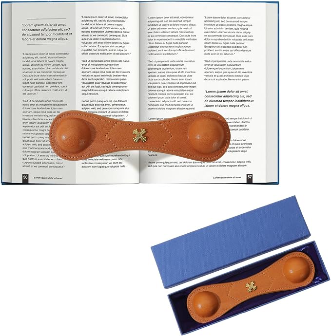 Book Weight Holder Wooden Thumb Book Page Open Weighted Bookmark Corner Reading Accessories Office Desk Decor Executive Gift for Writer Reader (BPH02-Brown)