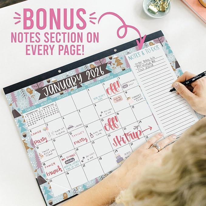 Hadley Designs Large Teacher Desk Calendar 2026-2027 - Desktop Calendar 2026, 18-Month Desk Calendars for Home, Office & Classroom, Cute Classroom Must Haves, Teacher Appreciation Gifts