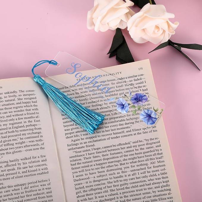 Personalized Bookmarks for Women Book Lover Birth Flower Birthday Customized Gifts for Reading Her Daughter Friends (Acrylic Single Flower)