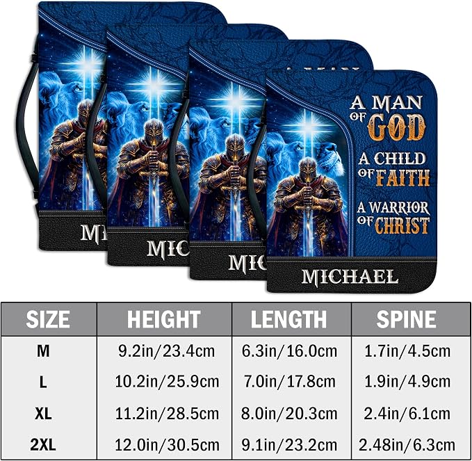 Personalized Man of God Bible Cover, God Says I Am Bible Case PU Leather, Bible Holder Handle Zipper, Faith Scripture with Name Case Bag, Religious Gifts for Church Christians Women Men (02)