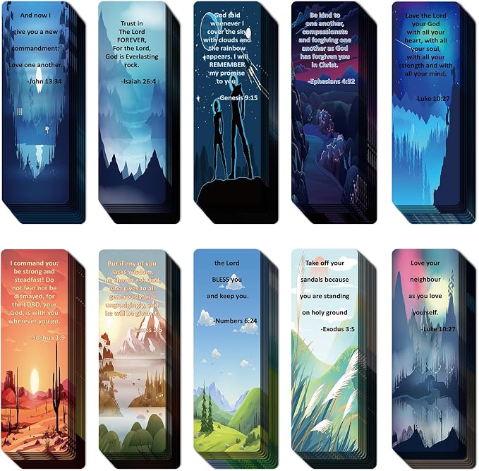 100 Pcs Christian Bible Verse Bookmarks with Full Scripture: 20 Styles, Religious Motivational for Any Occasion Bulk Christian Gifts for Women