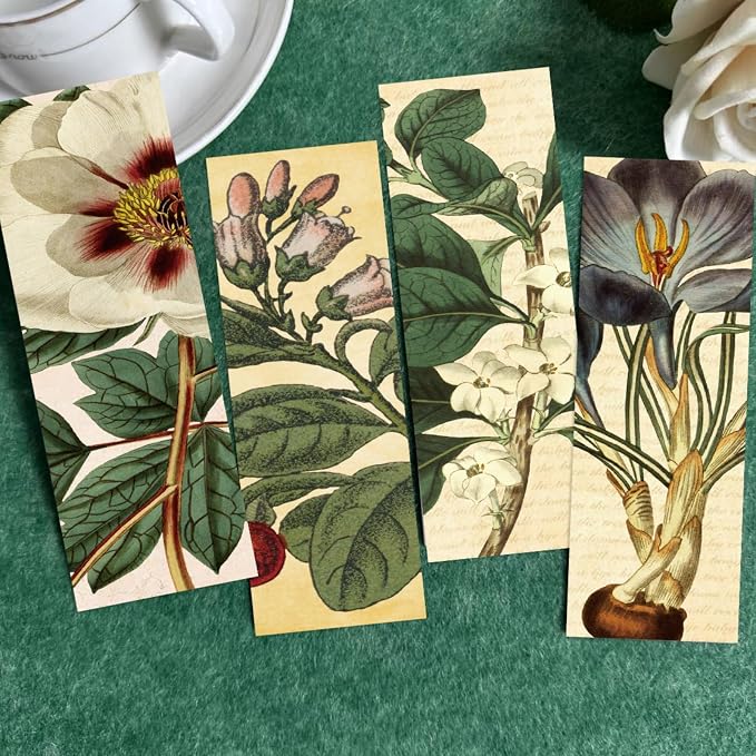30 Pcs Vintage Aesthetic Bookmarks for Kids Plant Theme Funny Bookmark Natural Plant Bookmark for School Office Students Teens Book Reading Lovers Classroom Favors