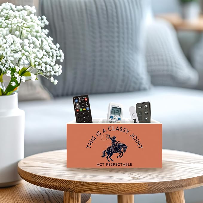 Funny Western Cowboy Pen Holder, Western Office Pen Pencil Holder Organizer for Desk Accessories, Cowboy Gifts, Southwestern Wooden Box Desk Decor for Home Office Desk Decorations