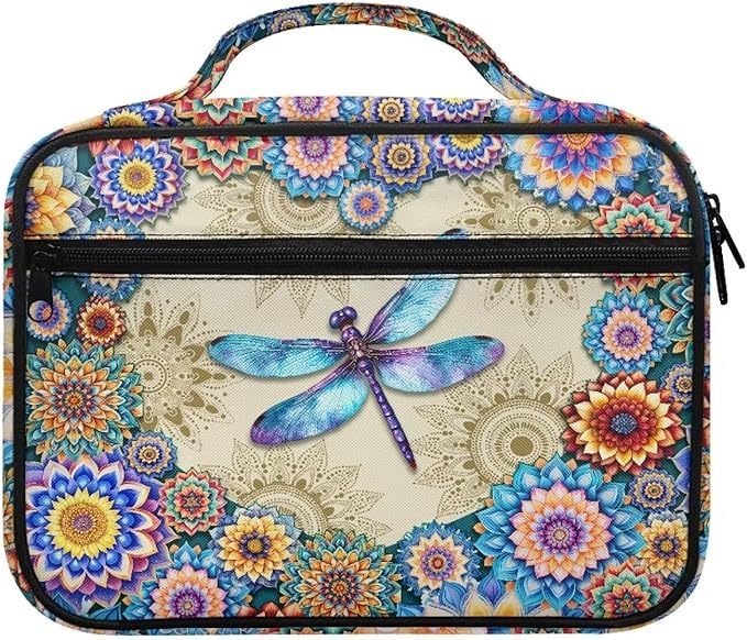 Boho Mandala and Dragonfly Print Bible Covers for Women Men Zippered Bible Carrying Case Bible Carrier Book Bag Church Bag Bible Protective with Handles