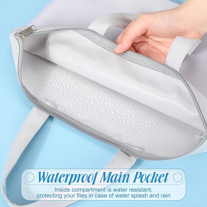 Zhehao 16 Pcs Student Book Pouches with Handle Waterproof Document Bag Sew Project Bag for Quilting Mesh Zipper Pouch File Artwork Storage Organize for A4 Files, 14 x 11 Inch