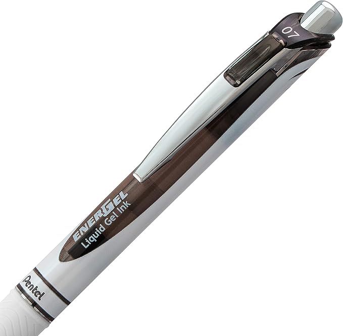 Pentel EnerGel Pearl Retractable Liquid Gel Pen, 0.7mm Black/Blue/Violet Ink, 12 Pack (BL77W12C)