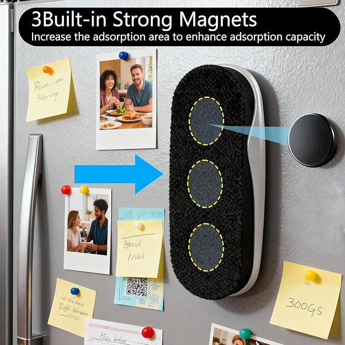 KIZZBY Magnetic Dry Erase Eraser - Whiteboard Erasers for Glass Board, 4 Pack Dry Erase Board Eraser with Strong Magnet for School, Office, Home (Gray)