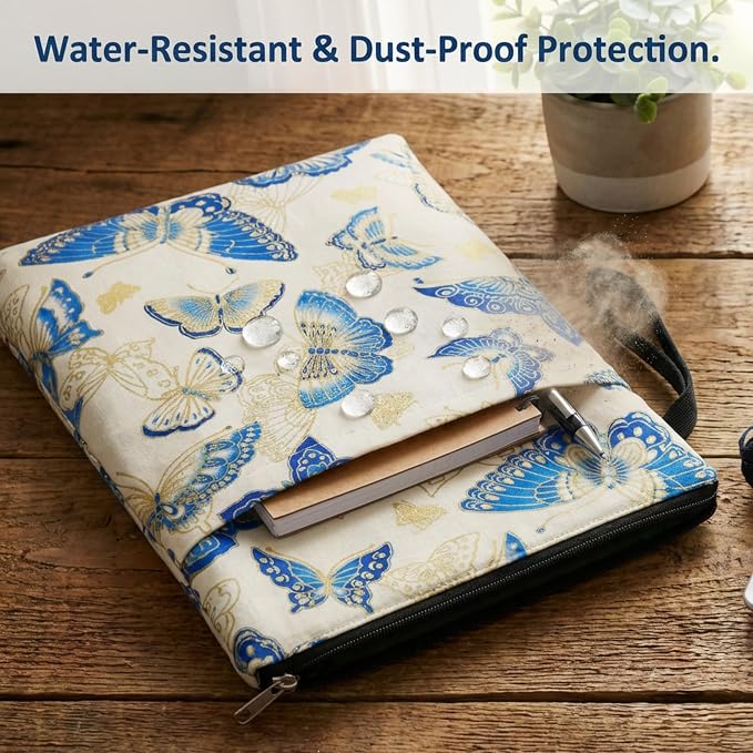 Book Sleeve for Paperbacks – Padded Book Cover with Zipper, Dust-Proof Protector Sleeve, Fabric Books Pouch Fit for Books Notebook Journal, Maximum 8x11inch