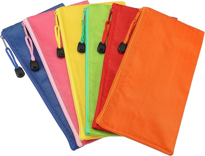 PATIKIL Waterproof Zipper Bags, 6 Pack A6 Pocket File Pouch Storage Accessory for Office Travel Supply, Multicolor