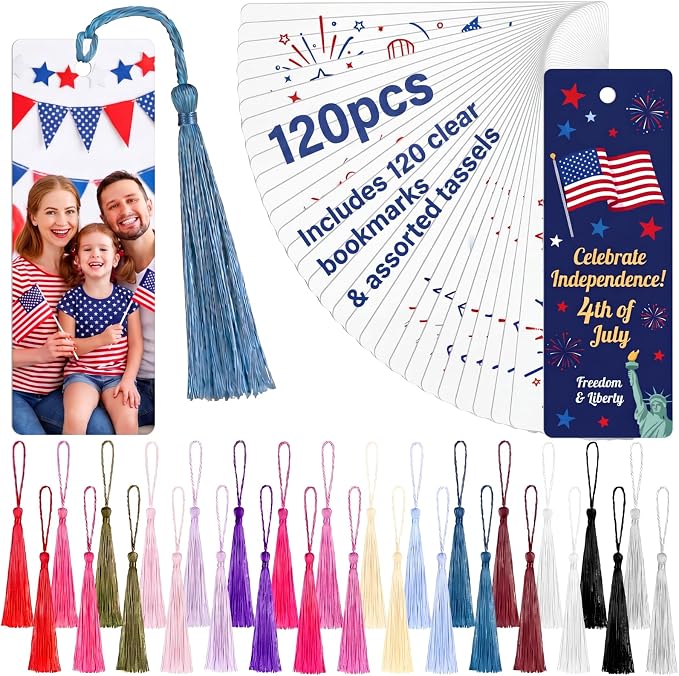Fumete 30 Pcs Sublimation Blank Bookmark Heat Transfer Metal Aluminum 2026 Graduation Gifts DIY Graduation Bookmark with Hole and Colorful Tassels for Grad Gifts Birthday Wedding