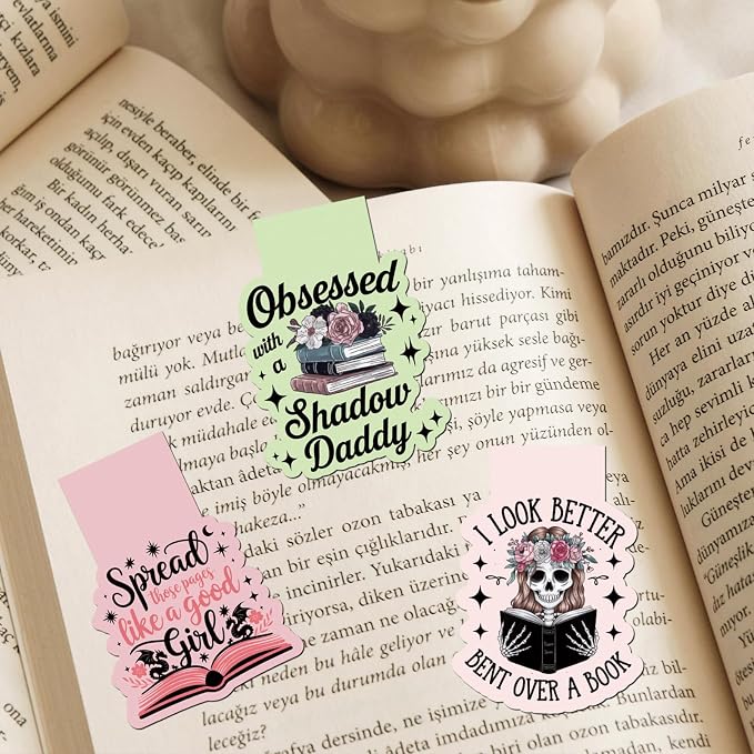 Dark Romance Magnetic Bookmarks - 8 PCs Funny Page Makers Fantasy Gifts for Women Men Book Lovers Cool Unique Dragon Skull Bulk Merch for Reading Bookish Students Teachers School Supplies