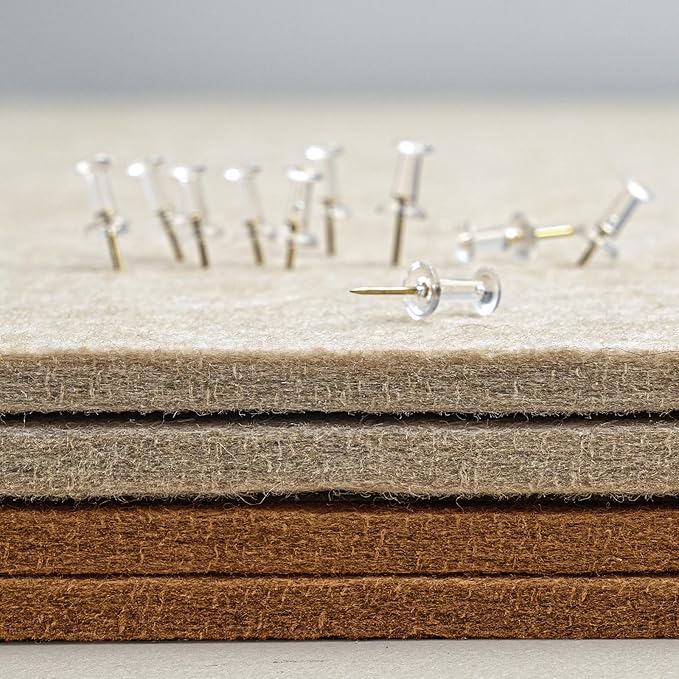 Lightomorrow Bulletin Board, 35 x 17 1/2 inches Felt Board - Decorative Pin Board, Cork Board Alternative for Wall, Foldable Self-Adhesive Vision Board Prayer Board with 20 Pushpins-Apricot