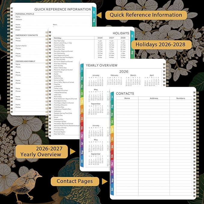 Planner 2026-2027 - Academic Planner 26-27, Jul.2026 - Jun.2027, 8" x 10", 2026-2027 Planner Weekly Monthly with Colorful Tabs, Twin-wire Binding, Back Pocket