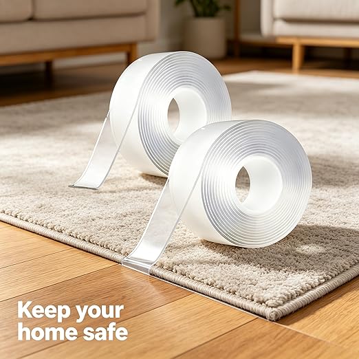 2026New Extra Strong Double Sided Tape Heavy Duty (2 Rolls,Total 20 FT),Clear Removable Two Sided Adhesive Mounting Tape for Poster,Rug,Picture Hanging Strips,Office & Outdoor