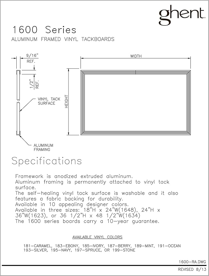 Ghent Navy Vinyl Bulletin Board, 2" x 3", Aluminum Frame, Made in the USA