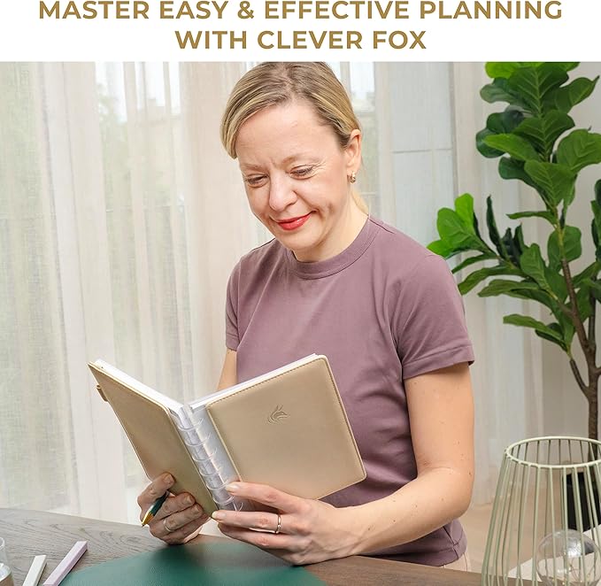 Clever Fox Disc-Bound Weekly Planner – Undated Monthly Notebook with Habit Tracker, Productivity Journal – Life, Work & Goal Organizer, 6.5 x 8.4" (Seashell)