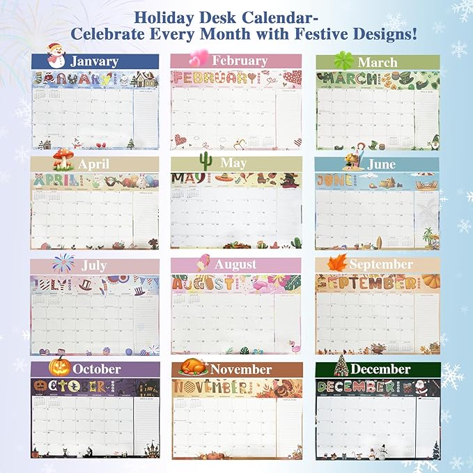 2026–2027 Desk Calendar – 18-Month US Holidays Theme Desk & Wall Calendar, Large 17"x12" Monthly Planner, Cute Aesthetic Organizer, Perfect Christmas & Holiday Gift for Teachers, Moms, and Coworkers
