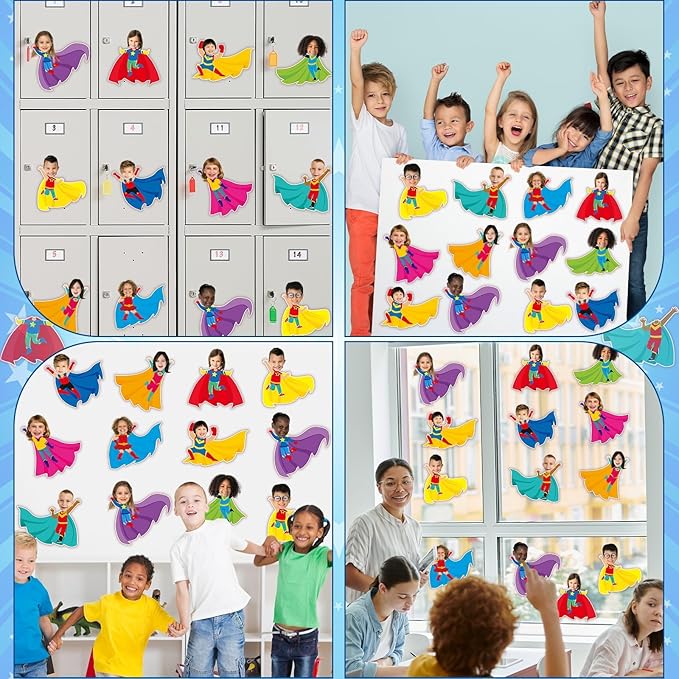 160Pcs Hero Theme Cutouts Back to School Bulletin Board Decorations Super Party Paper Cut-Outs Hero Themed Classroom Decor for Boy Girl DIY Craft Photo Wall Kindergarten Preschool Party Favor Supplies