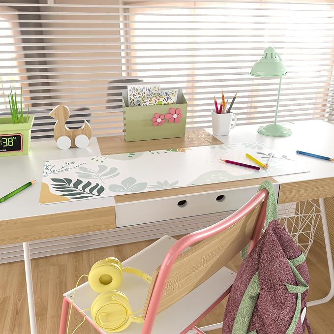 Colorful Star Abstract Boho Large Mouse Pad, Waterproof Green White Desk Mat, Double Sided Computer Gaming Mouse Pad, XL Full Desk Mousepad Non Slip Writing Pad for School Office Home 31.5" x 11.8"
