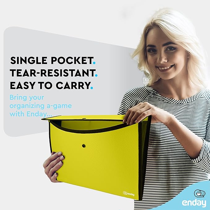 Square Flap Document Holder Green, Expanding File Folder, A4 Letter Size Reusable Filling Envelopes, Snap Closure Wallet File Pouch Also Available in Blue, Purple, Green, Red, Grey, 1 Pc– By Enday