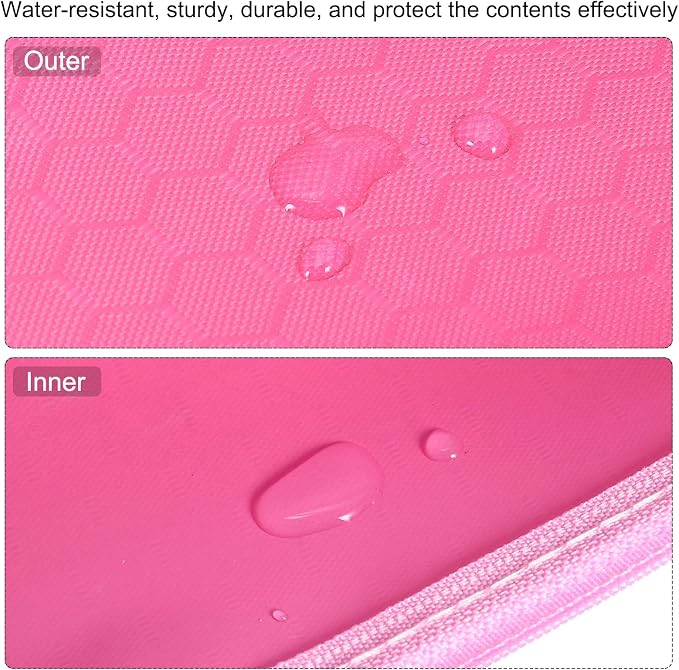 PATIKIL Waterproof Zipper File Bags, 5 Pack A4 Size Document Pocket Storage Organizer Pouch for Travel Office Supply, Pink