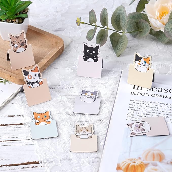 Cute Cat Magnetic Bookmarks - 8 PCs Book Marks for Reading Women Funny Magnet Page Clips for Kids Teachers Students Book Cat Lovers Bookish Readers Birthday Gifts School Office Accessories