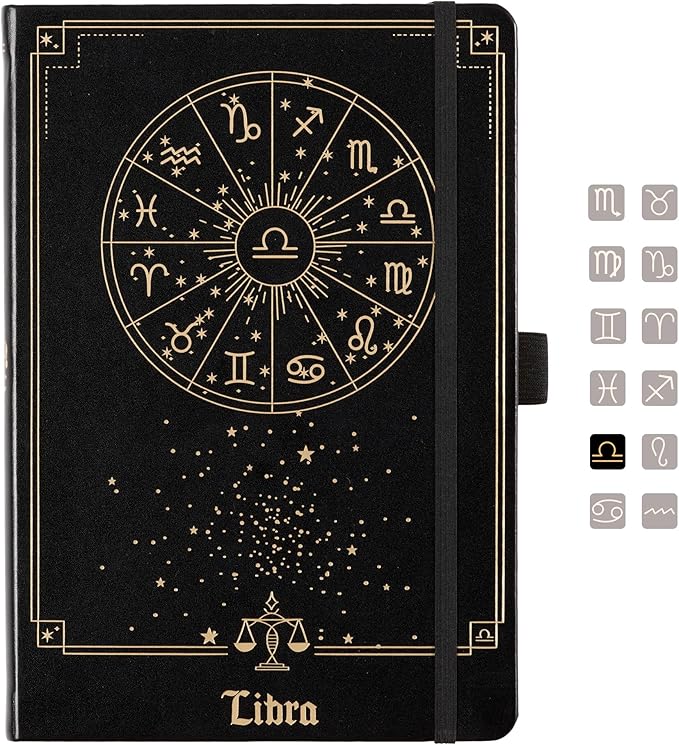 AuroPlanner Libra Zodiac Undated Planner – Monthly Weekly Daily Astrology Portable Journal Notebook, A5 (5.8” × 8.3”), 160 Pages 4-Month Layout, 100 GSM Paper