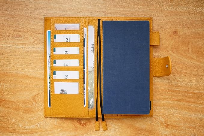 Moterm Leather Cover for Hobonichi Weeks - Fits Hobonichi Weeks/Weeks Mega, with Back Pocket (Pebbled-Mustard)
