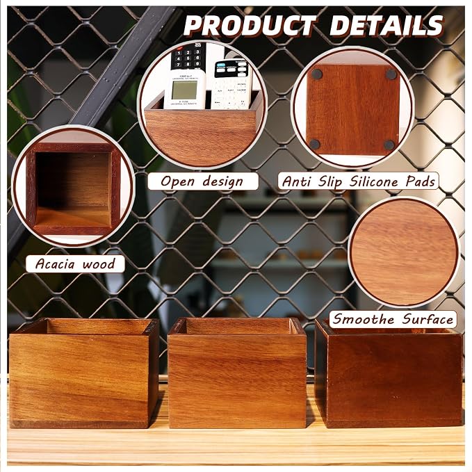 Remote Control Holder, Wooden TV Remote Holder for Table, Remote Organizer Caddy for Home Decor, Remote Box for Nightstand, Brown, 1 Slot - 5.1 Inch