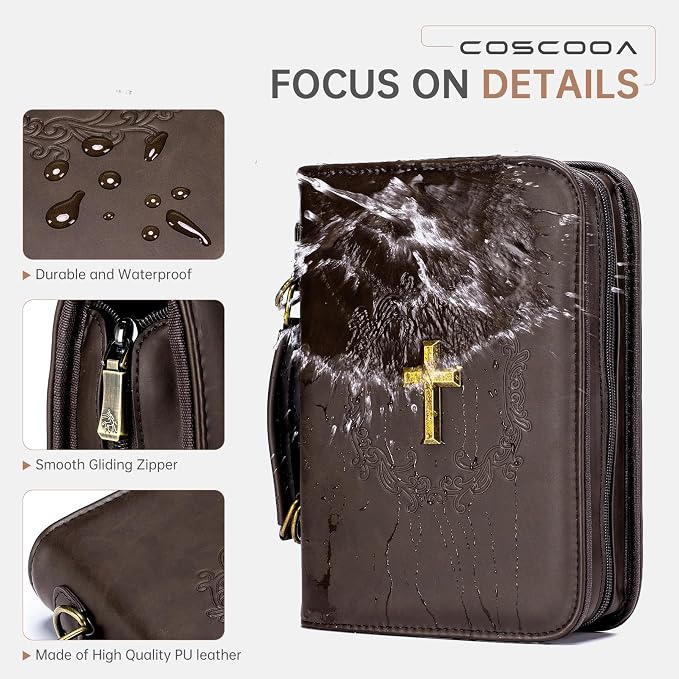 Large Bible Cover Case Church Bag with Detachable Shoulder Strap