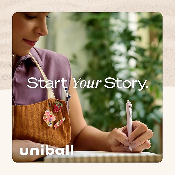 uniball Zento Liquid Gel Ink Retractable Pens, Medium Point (0.7mm), Boho Barrels, Black Ink, Dozen