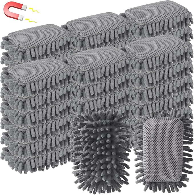 Sherr 36 Pcs Microfiber Shag Magnetic Erasers Bulk Washable Dry Erase Whiteboard Erasers for Whiteboard, Chalkboard, and Memo Boards Marker, Chalk Mark, Office Supplies Adult(Gray Color)