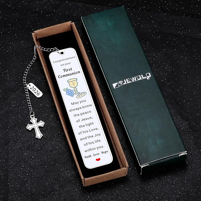 2026 First Communion Gifts for Boys Girls 1st Communion Party Favors Gifts for Boys Girls Bookmark Christian Easter Basket Stuffers for Teens Teenage Boy Girl Catholic Religious Easter Gift for Kids