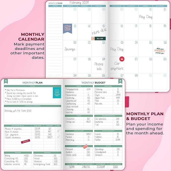 Clever Fox Budget Book 2.0 – Simple Budgeting Planner for Beginners – Financial Notebook with Money Spending, Debt & Bill Tracker (Hot Pink)