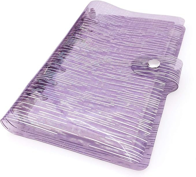 A6 A5 6-Holes Colorful PVC Cover Personal Organizer with Snap Button Closure File Folder for Loose Leaf Sheet Notebook (Purple Rain, A6 Combo)