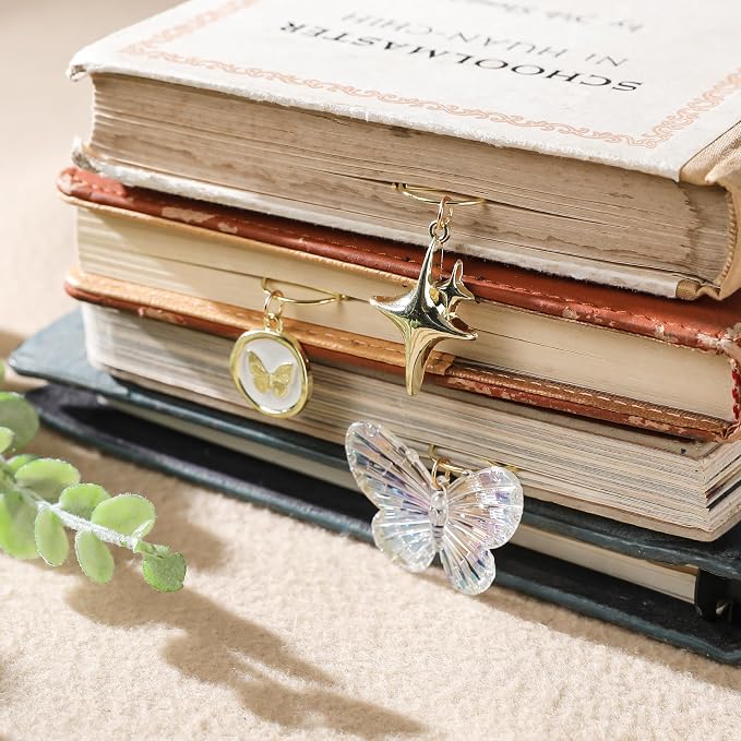 Cute Butterfly Bookmark Gifts - 8 PCs Beautiful Flower Bow Aesthetic Metal Paper Clips Charm Book Marks for Reading Lovers Women Unique Page Marker for Girl Kids Students Teachers School