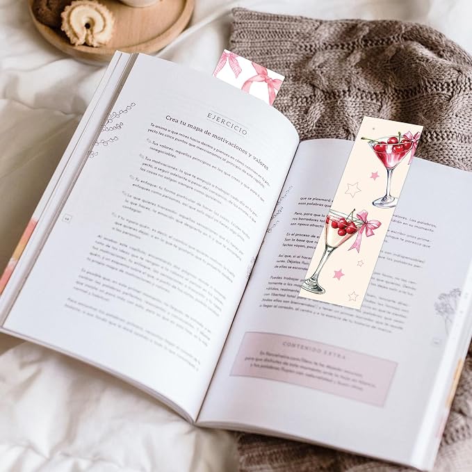 Coquette Aesthetic Bookmarks, 100 Pcs Pink Bow Girly Book Marks, Bookish Gifts for Reading Women Book Lovers